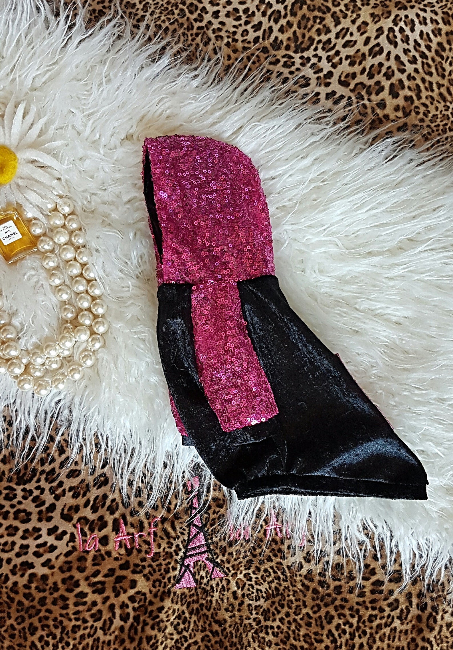 Kleiner Hund schwarz zerkleinert samt/hot pink Etsy