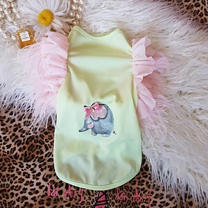 Little Elephant Small Dog Top/Dress 3D Design with Glamour Sleeve Detail