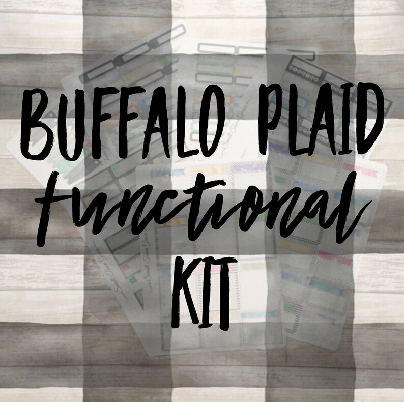 Filofax Personal Plan Inkwell Happy Planner Small Town Grace Planner Sticker Kit- Buffalo Plaid: BLACK AND WHITE- great for Erin Condren