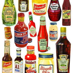 Vintage Sauce & Condiment Collage Clip Art Sheet -INSTANT DOWNLOAD- For all your collage, scrapbooking, art project and inspirational needs!