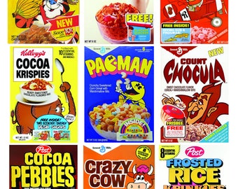 Vintage Cereal Box Collage Art Sheet: 1960-1990s (PDF & JPEG