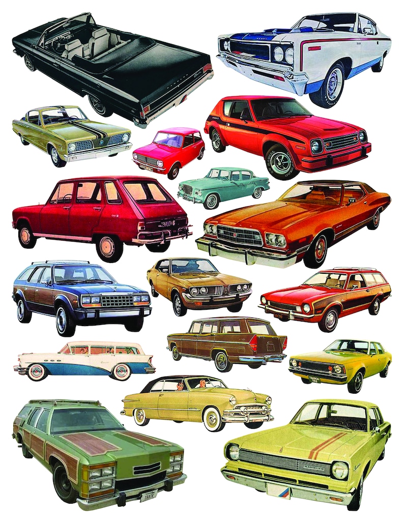 Vintage Cars Collage Clip Art Sheet INSTANT DOWNLOAD for All | Etsy