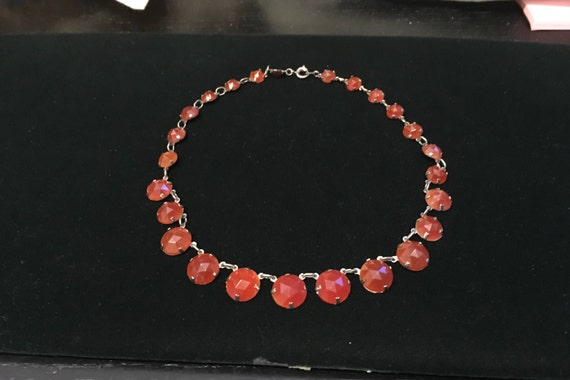 Vintage Czech Carnelian Glass Necklace - image 7