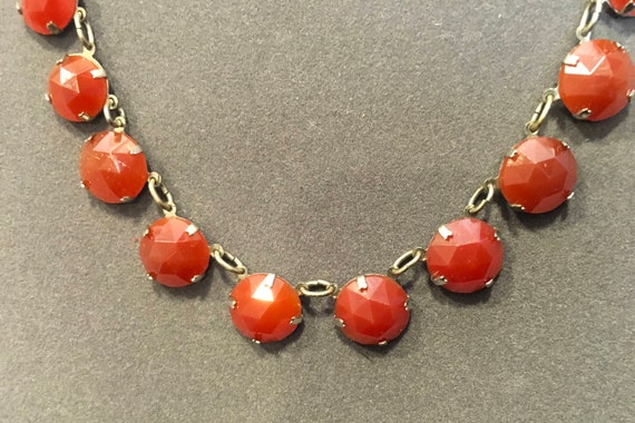 Vintage Czech Carnelian Glass Necklace - image 2