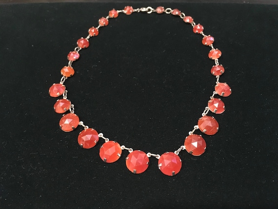 Vintage Czech Carnelian Glass Necklace - image 3