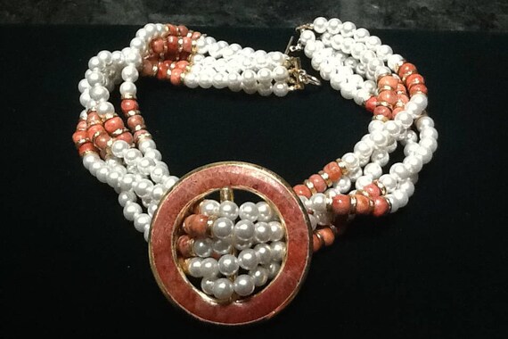 Vintage Faux Pearl Torsade Statement Necklace - image 6