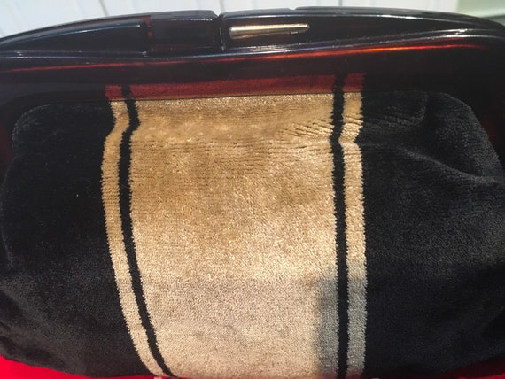 Vintage Italian Velvet Clutch Bag with Faux Torto… - image 6