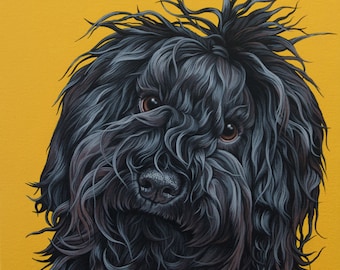 Custom Pet Portrait, Painting of Your Pet, Puli Dog Art, Unusual Dog Breed Portrait, Puli Puppy Painting, Dreadlock Dog, Hand-Painted