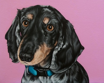 Custom Dog Portrait, Pop Painting of Your Dog, Double Dapple Dachshund Portrait, Hand Painted Portrait of your Purebred Dog