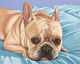 Custom Painted Pet Portrait, French Bulldog Painting, Frenchie Dog Art, Realistic Pet Portrait, Gift for French Bulldog Lover