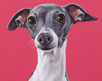Custom Pet Portrait, Italian Greyhound Painting, Pop Art Dog Portrait, Holiday Gift for Dog Lover, Hand Painted Portrait, Funny Dog