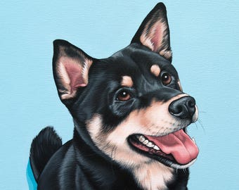 Custom Hand Painted Pet Portrait, Shiba Inu Painting, Pop Art Dog Portrait, Shiba Inu Gift, Hand Painted Portrait of Your Shiba Dog