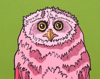 Pop Art Funny Alarmed Owl Archival Print, Owl Art for Forest Themed Nursery, Cute Gift for Owl Lover, Animal Art for Kid's Room, I Love Owls