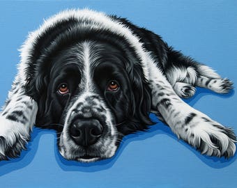 Custom Pet Portrait, XL Full Body Dog Painting, Pop Art Dog Portrait, Saint Bernard Mixed Breed Portrait, Hand Painted Portrait of Your Pet