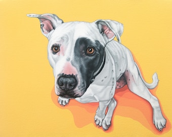 Custom Pet Portrait Painting, XL Pitbull Portrait, Pop Art Dog Portrait, Birthday Gift for Pittie Lover, Pittie Pride, I Love My Pitbull