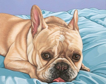 Impresión de arte de archivo de Bulldog francés, Arte lindo de perro Frenchie, Arte pop Ilustración de bulldog francés, Regalo de amante del bulldog francés, Arte de guardería de cachorros