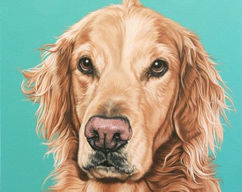 Custom Pet Portrait, XL Dog Painting, Memorial Portrait for Dog Lover, Custom Painting of Your Dog, Painting of Your Golden Retriever
