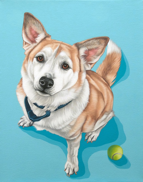 Original Custom Pet Portrait XL Mixed Breed Dog Painting