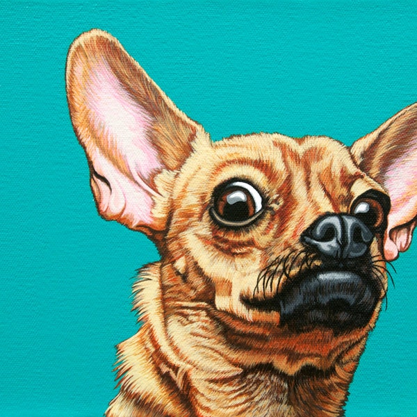 Dramatic Chihuahua Archival Art Print, Funny Skeptical Chihuahua Illustration, Affordable Chihuahua Art, Gift for Chihuahua Lover, Chiweenie