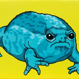Pop Art Rain Frog Archival Print, Funny Rain Frog Art, Grumpy Frog Meme Art, Affordable Cute Frog Nursery Art, Rain Frog Pop Art Dorm Print