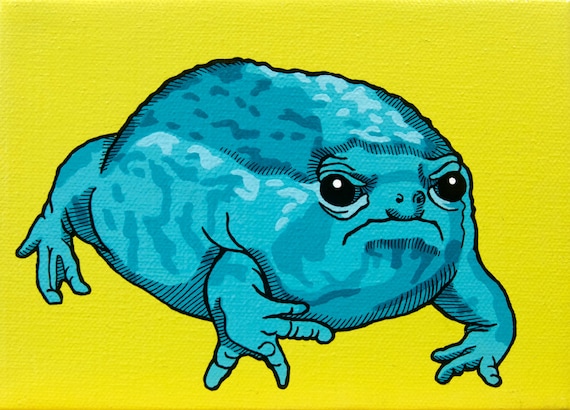 Pop Art Rain Frog Archival Print, Funny Rain Frog Art, Grumpy Frog