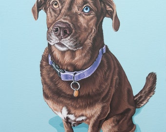 Custom Dog Portrait, XL Mixed Breed Dog Art, Special Gift for Dog Lover, Custom Painting of Your Dog, Chocolate Labrador Mix Art