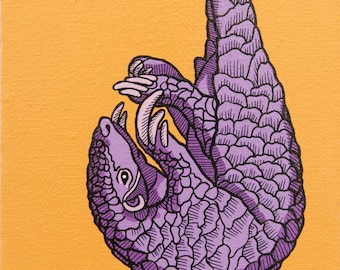 Pop Art Pangolin Archival Print, Rare Endangered Animals, Animal Zoo Themed Nursery Art,, Pop Art for Baby and Kid's Room, I Love Pangolins