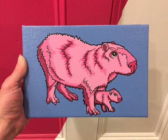 Pop Art Capybara Peinture Capybara Maman Et Bebe Art Creche Etsy