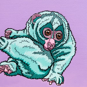 Pop Art Slow Loris Archival Print, Slow Loris Illustration, Gift for Slow Loris Lover, Affordable Animal Themed Nursery Art, Kid&#39;s Room Cute