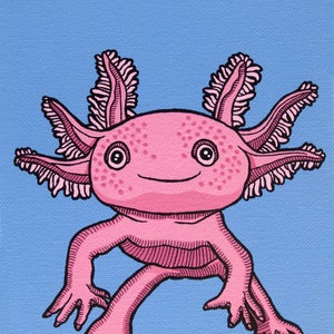 Pop Art Axolotl Archival Print, Cute Axolotl Affordable Nursery Art, Pet Axolotl Kid&#39;s Room Illustration, Salamander Art, I Love My Axolotl