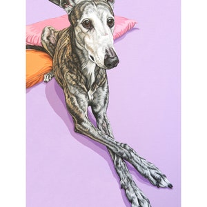 Greyhound Archiwalny wydruk artystyczny, Kolorowy pies do pokoju dziecięcego, Wydruk psa Greyhound do domowego biura, Pokój dziecięcy o tematyce zwierzęcej, Prezent Greyhound