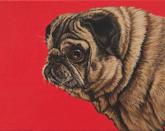 Archival Print Pug Dog, Cute Pug Illustration, Contemporary Affordable Dog Art Print, Pug Art for Animal Themed Nursery, Sweet Pug Mom Gift