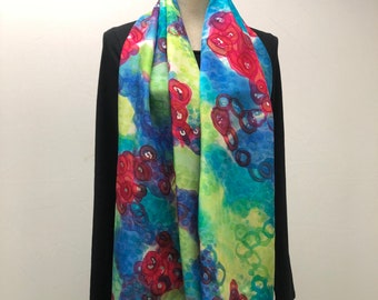 Multicolor silk womens scarf.