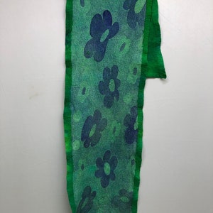 Green felted silk scarf. Nunofelt handmade shawl for women. image 5