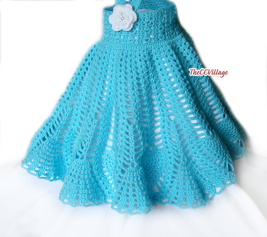 Crochet baby girl dress Flower girl dress teal Dress Girl Etsy