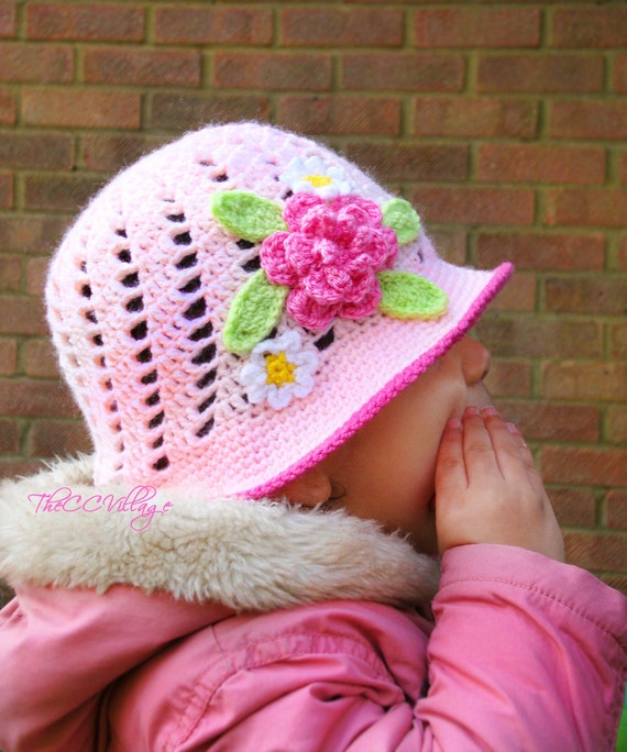 baby girl hats with flowers