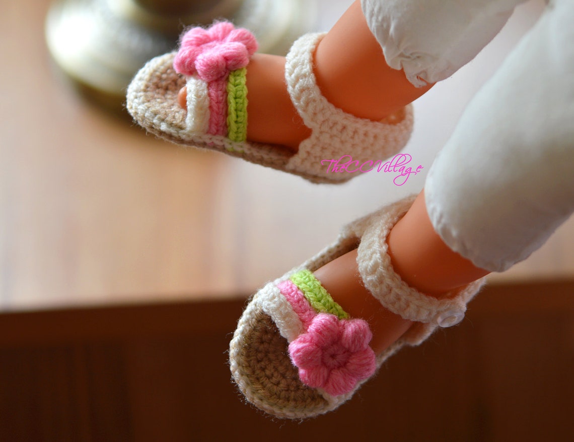 Cream crochet baby sandals handmade crocheted girl shoes with Etsy