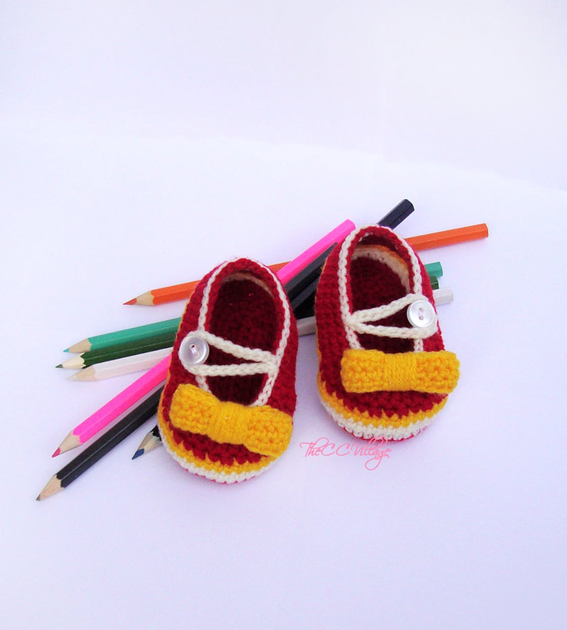 Crochet baby girl shoes Red Ballerina Baby Shoes Girl with Etsy