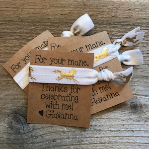 Birthday favor hair ties, favor gift, thank you for attending, hair ties, horse party favors, for your mane, 5 PACK favors