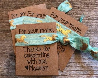 Birthday favor hair ties, favor gift, thank you for attending, hair ties, horse party favors, for your mane, 15 PACK favors