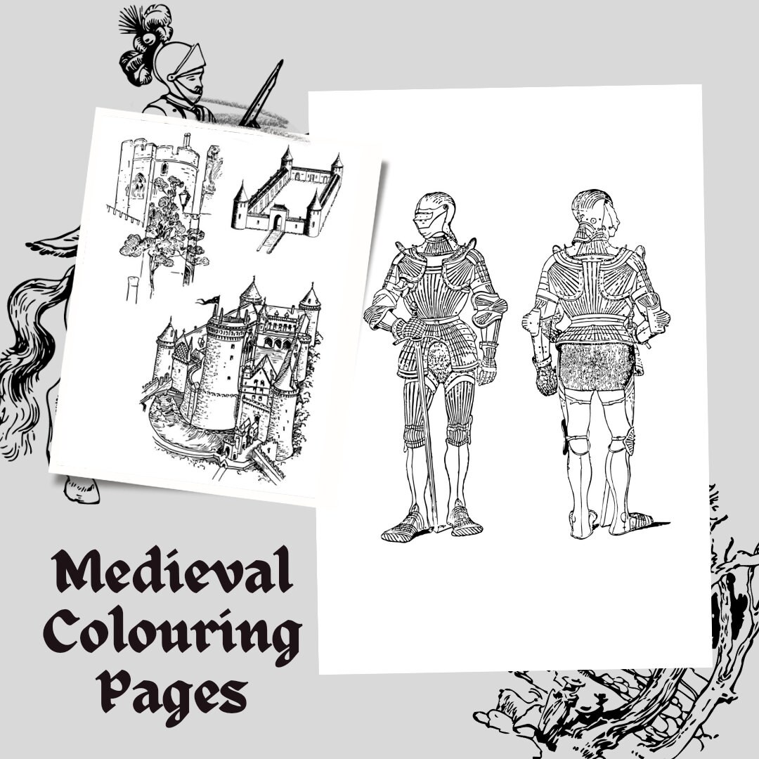 Medieval Colouring Pages - Etsy