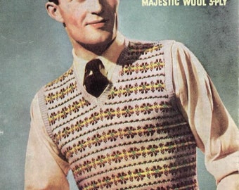 vintage des années 1930 des années 1940 Mens pull tricot livret. Sirdar 1164.