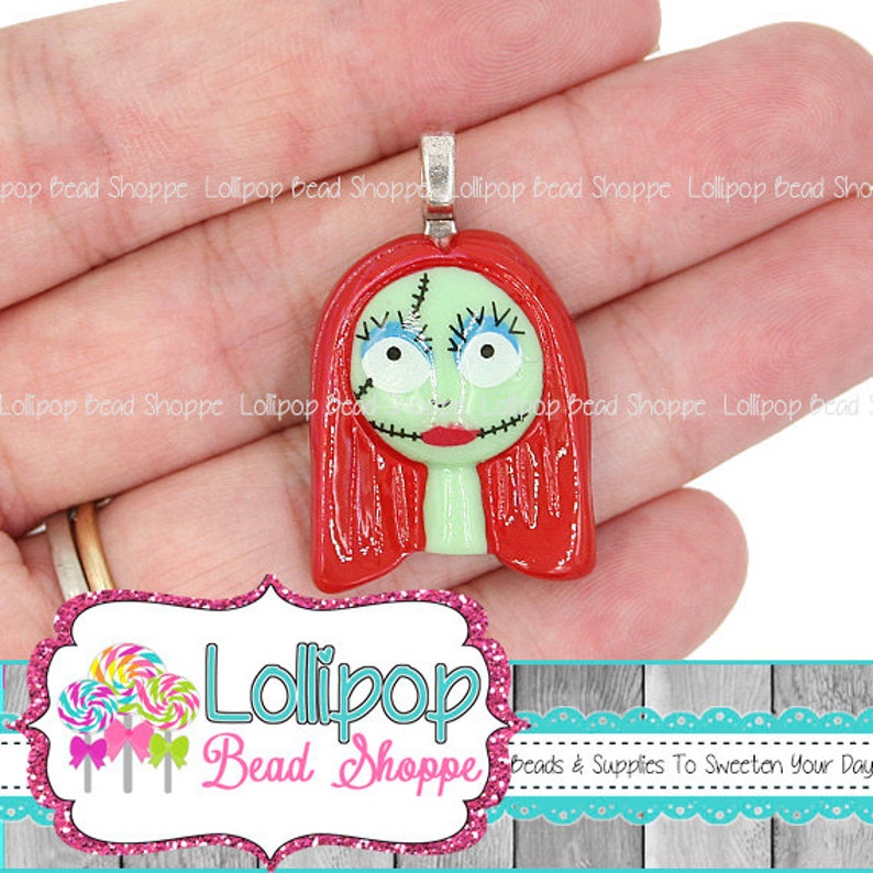 2 Monster Pendants Sally Halloween Pendants Red Hair Monster Etsy