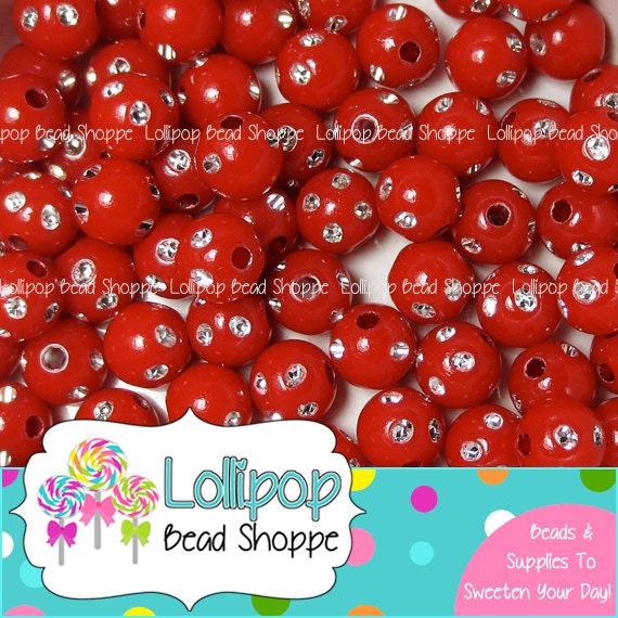 BLING Beads 8mm Beads RED Beads Acrylic Bead Rhinestone Etsy