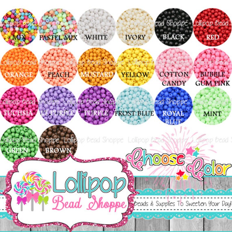 6mm Beads GUMBALL Beads Bubblegum Beads Bubble Gum Beads Bead Mix Colorful Beads Acrylic Beads Round Beads DIY Jewelry Making Supply Qty 100