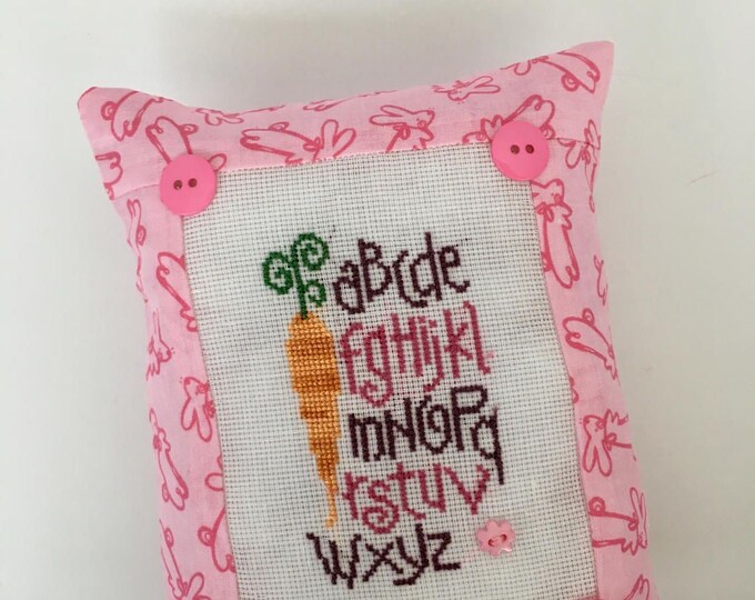 Easter Spring Carrot Alphabet Cross Stitch Pillow, Finished, Completed ...