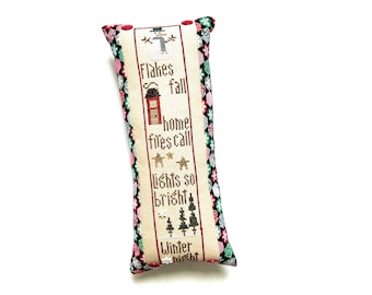 Almofada de ponto cruz boneco de neve amigo gelado - decoração de floresta de inverno