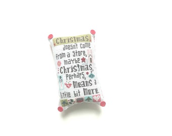 Christmas cross stitch sampler, red, pink, finished, completed, The Grinch