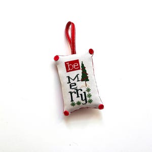 Merry Christmas Cross Stitch Ornament | Handmade Holiday Decor