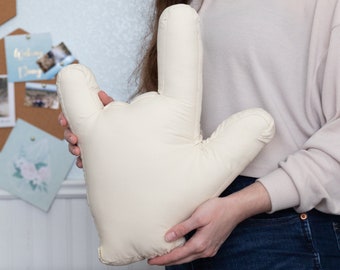 ASL ILY Pillow (I Love You) Hand Shape // Various Shades of Tan Pillows // Choose Your Design